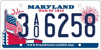 MD license plate 3AO6258