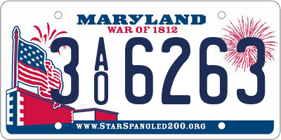MD license plate 3AO6263
