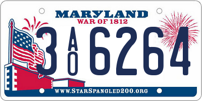 MD license plate 3AO6264