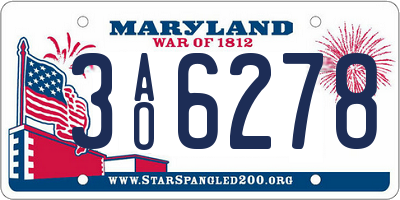 MD license plate 3AO6278