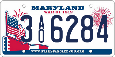 MD license plate 3AO6284
