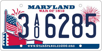 MD license plate 3AO6285