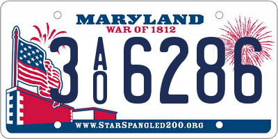 MD license plate 3AO6286