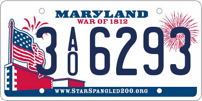 MD license plate 3AO6293