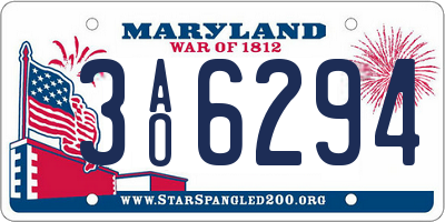 MD license plate 3AO6294