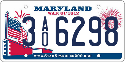 MD license plate 3AO6298