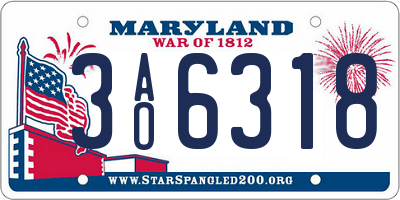 MD license plate 3AO6318