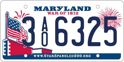 MD license plate 3AO6325