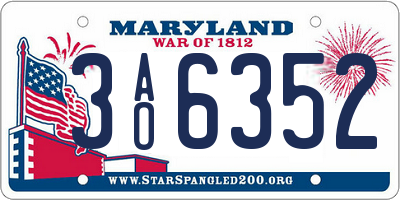 MD license plate 3AO6352