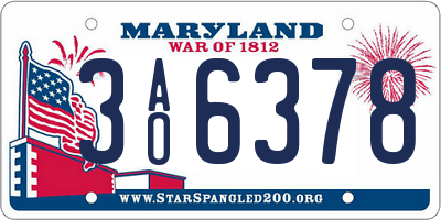 MD license plate 3AO6378