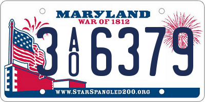 MD license plate 3AO6379