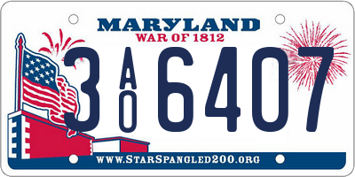 MD license plate 3AO6407