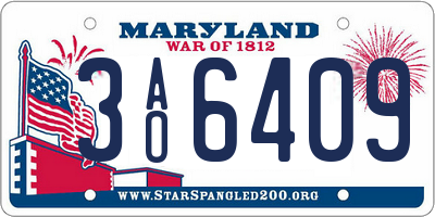 MD license plate 3AO6409