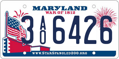 MD license plate 3AO6426