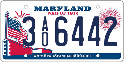 MD license plate 3AO6442
