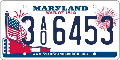 MD license plate 3AO6453