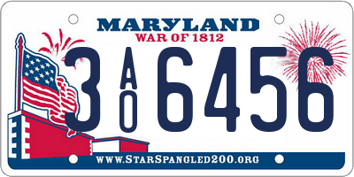 MD license plate 3AO6456