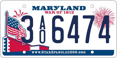 MD license plate 3AO6474
