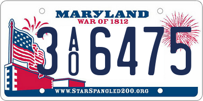 MD license plate 3AO6475