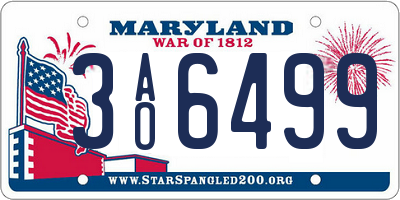 MD license plate 3AO6499