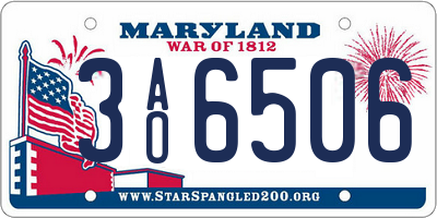 MD license plate 3AO6506