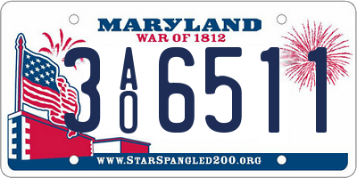 MD license plate 3AO6511