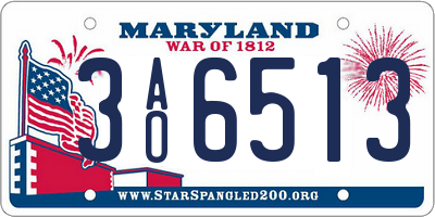 MD license plate 3AO6513