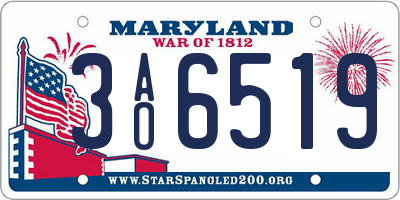 MD license plate 3AO6519