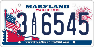 MD license plate 3AO6545