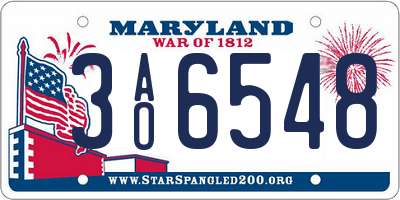 MD license plate 3AO6548