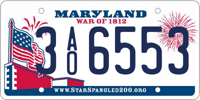MD license plate 3AO6553