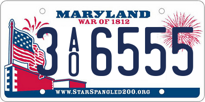 MD license plate 3AO6555