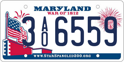 MD license plate 3AO6559