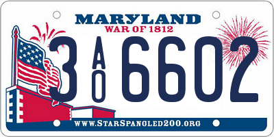 MD license plate 3AO6602