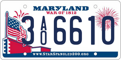 MD license plate 3AO6610