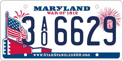 MD license plate 3AO6629
