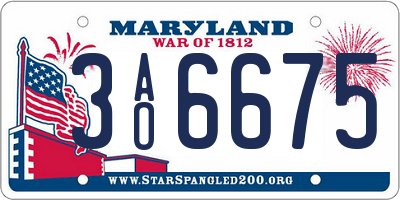 MD license plate 3AO6675