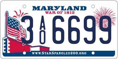 MD license plate 3AO6699