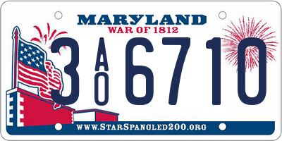 MD license plate 3AO6710