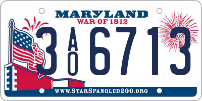 MD license plate 3AO6713