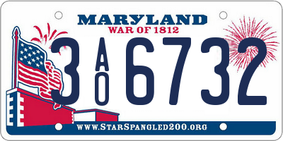 MD license plate 3AO6732
