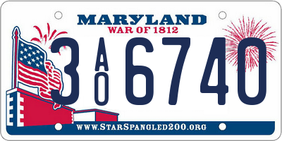 MD license plate 3AO6740