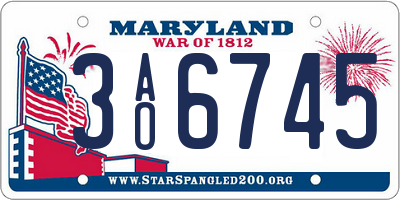 MD license plate 3AO6745
