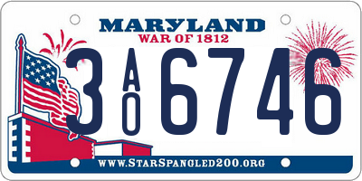 MD license plate 3AO6746