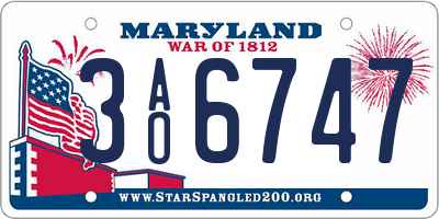 MD license plate 3AO6747