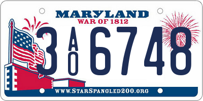 MD license plate 3AO6748