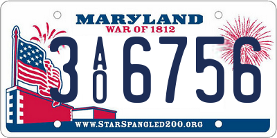 MD license plate 3AO6756