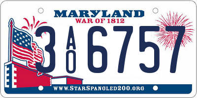 MD license plate 3AO6757
