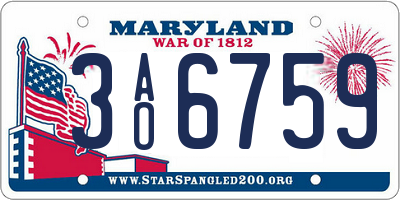 MD license plate 3AO6759
