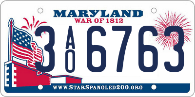 MD license plate 3AO6763
